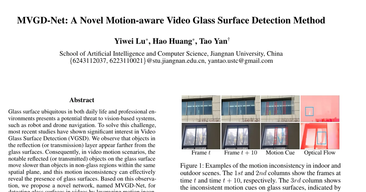 MVGD-Net: A Novel Motion-aware Video Glass Surface Detection Method