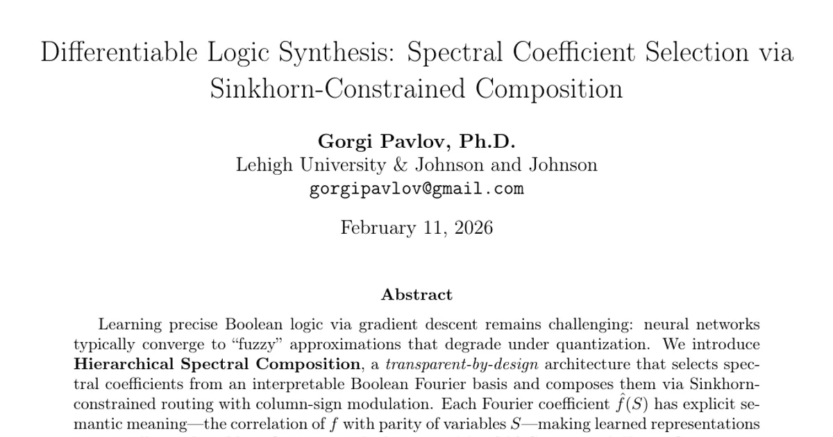 Differentiable Logic Synthesis: Spectral Coefficient Selection via Sinkhorn-Constrained Composition