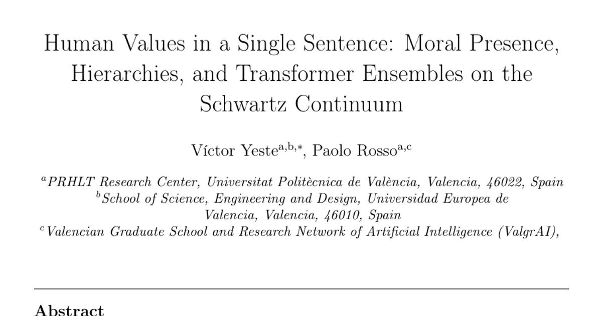 Human Values in a Single Sentence: Moral Presence, Hierarchies, and Transformer Ensembles on the Schwartz Continuum