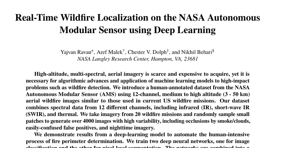 Real-Time Wildfire Localization on the NASA Autonomous Modular Sensor using Deep Learning