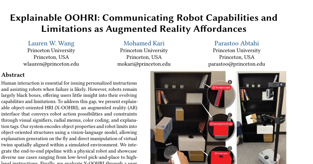 Explainable OOHRI: Communicating Robot Capabilities and Limitations as Augmented Reality Affordances