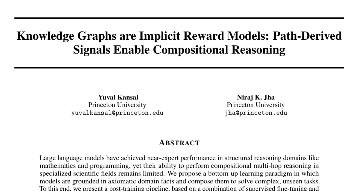 Knowledge Graphs are Implicit Reward Models: Path-Derived Signals Enable Compositional Reasoning
