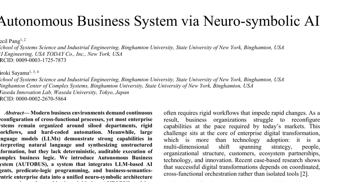 Autonomous Business System via Neuro-symbolic AI
