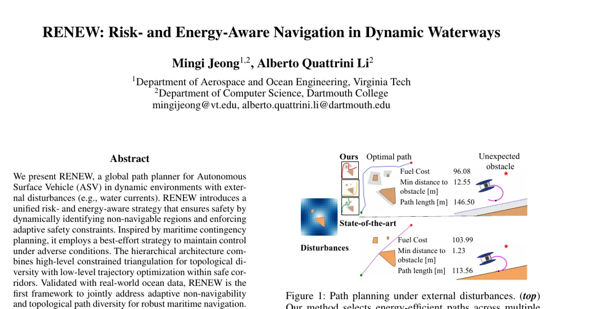 RENEW: Risk- and Energy-Aware Navigation in Dynamic Waterways