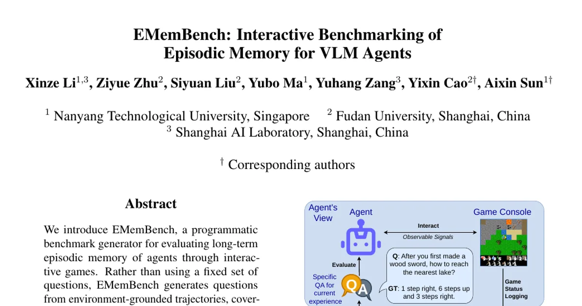 EMemBench: Interactive Benchmarking of Episodic Memory for VLM Agents