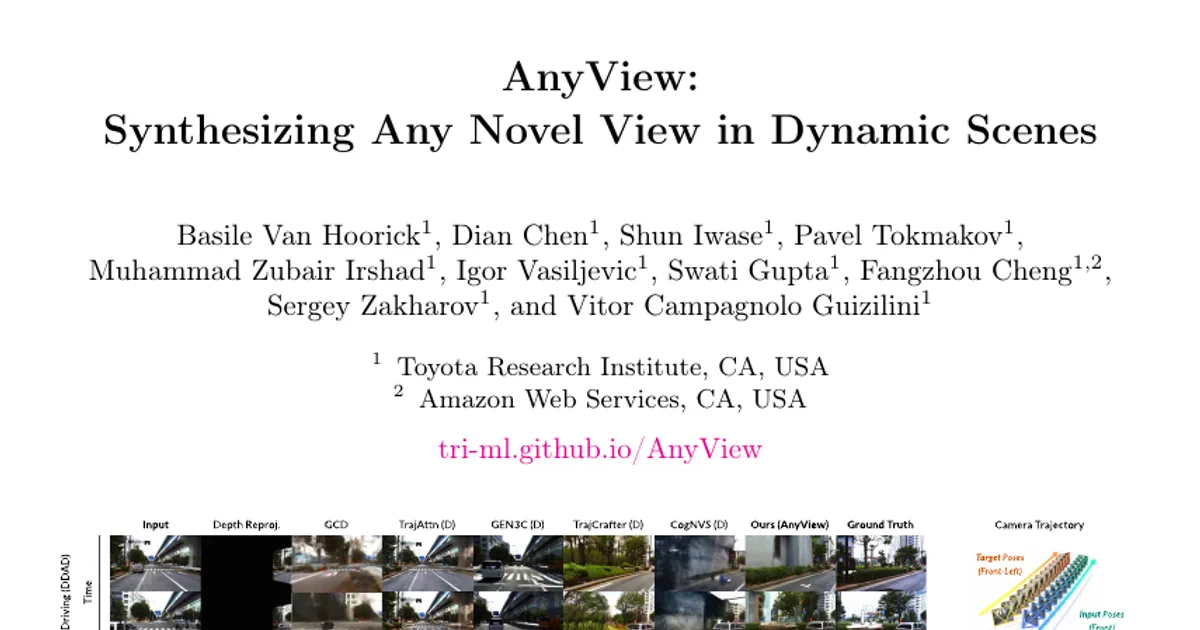 AnyView: Synthesizing Any Novel View in Dynamic Scenes