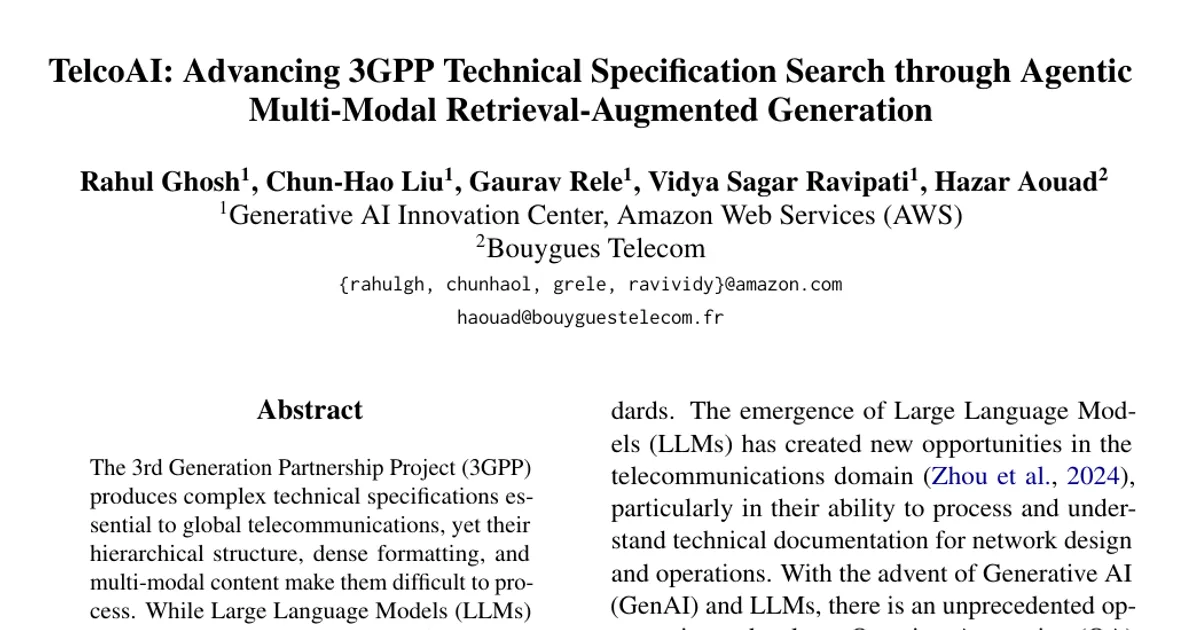 TelcoAI: Advancing 3GPP Technical Specification Search through Agentic Multi-Modal Retrieval-Augmented Generation