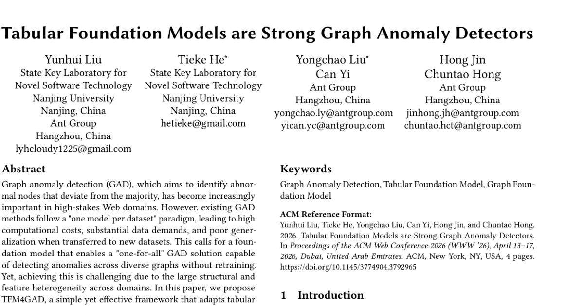 Tabular Foundation Models are Strong Graph Anomaly Detectors