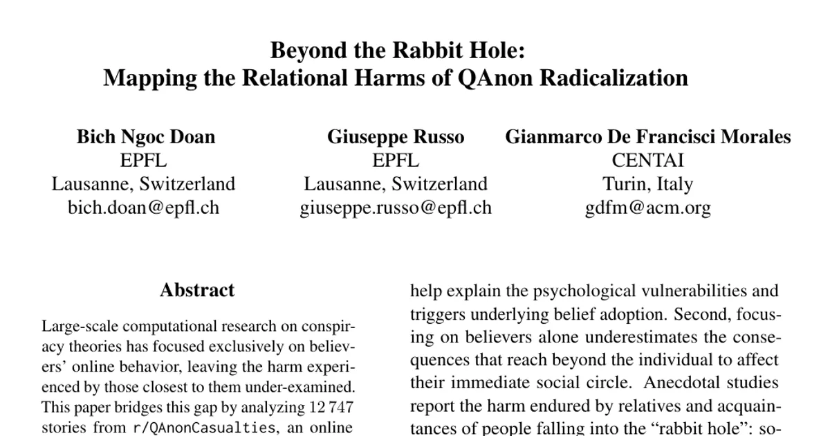 Beyond the Rabbit Hole: Mapping the Relational Harms of QAnon Radicalization