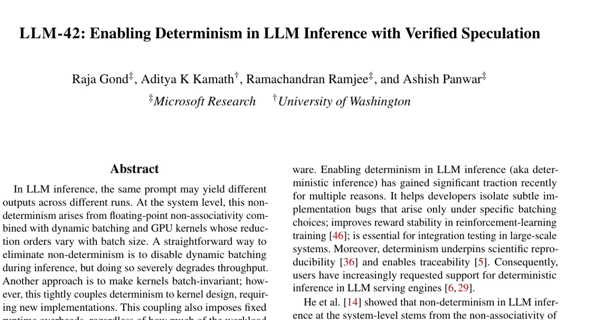 LLM-42: Enabling Determinism in LLM Inference with Verified Speculation