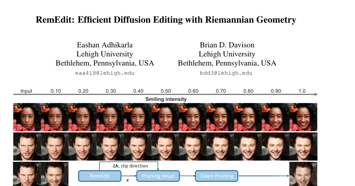 RemEdit: Efficient Diffusion Editing with Riemannian Geometry