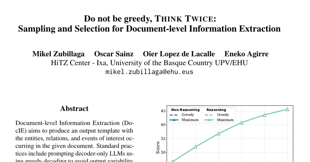 Do not be greedy, Think Twice: Sampling and Selection for Document-level Information Extraction