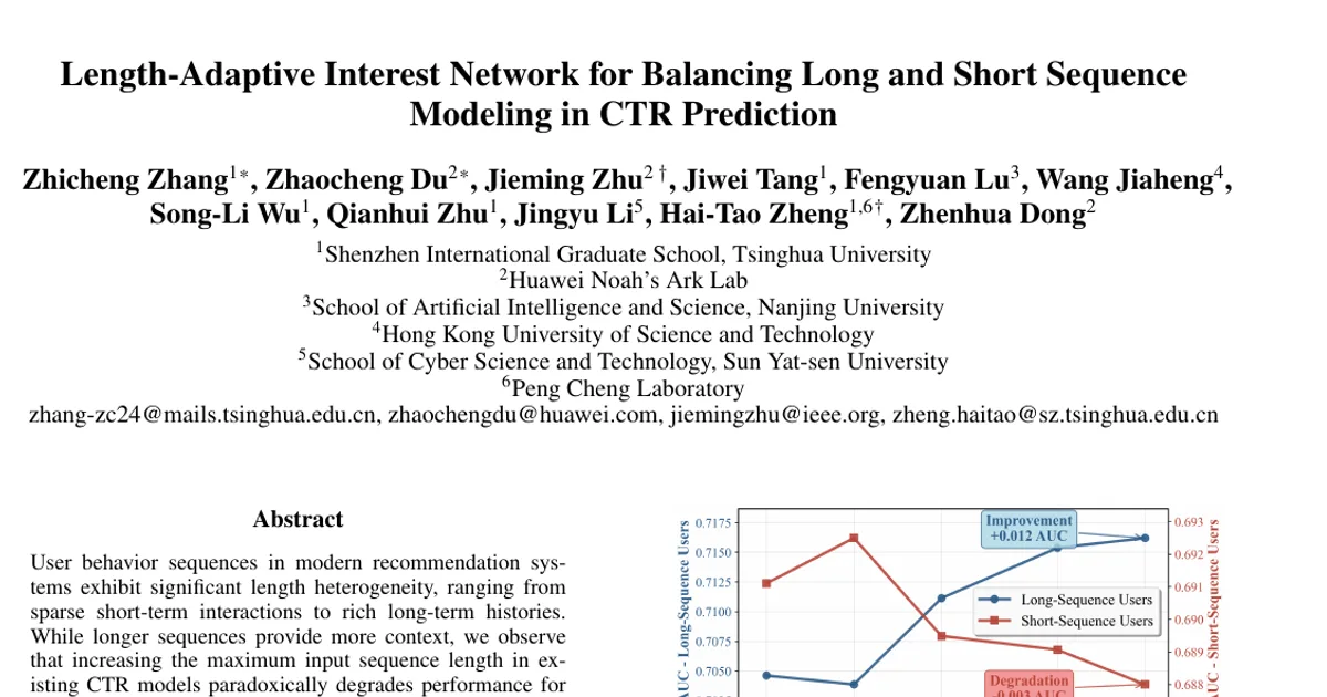 Length-Adaptive Interest Network for Balancing Long and Short Sequence Modeling in CTR Prediction