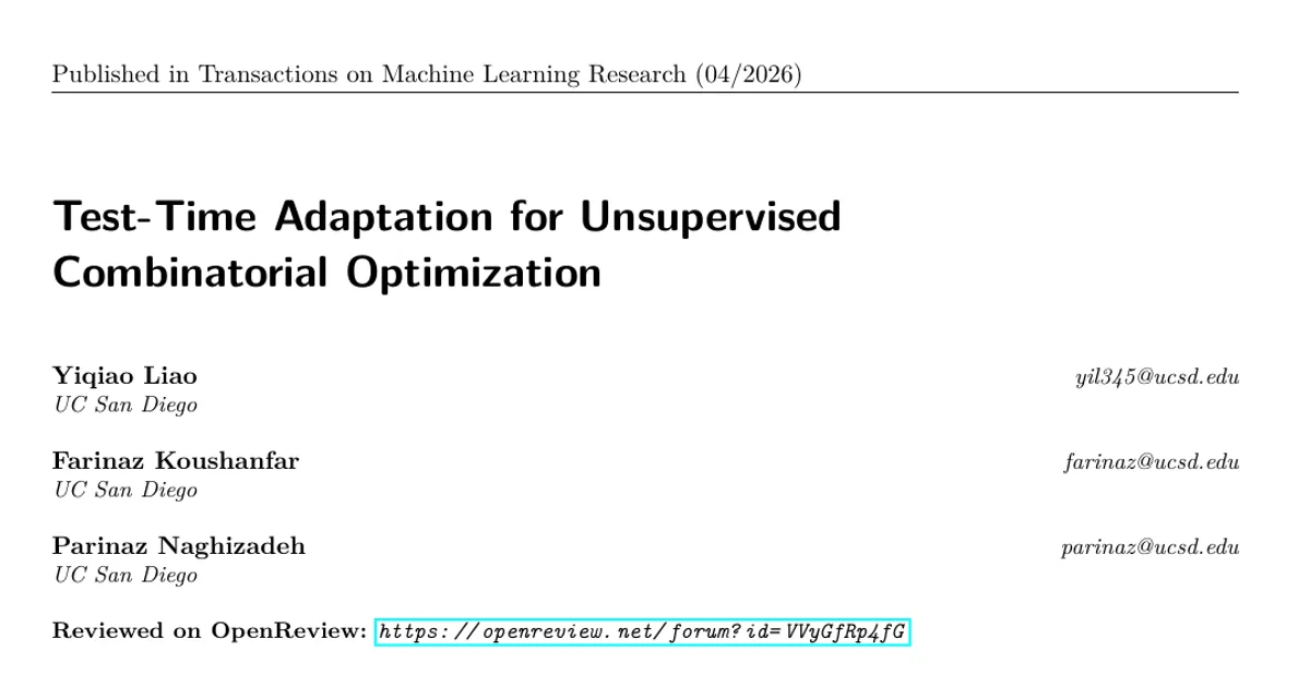 Test-Time Adaptation for Unsupervised Combinatorial Optimization