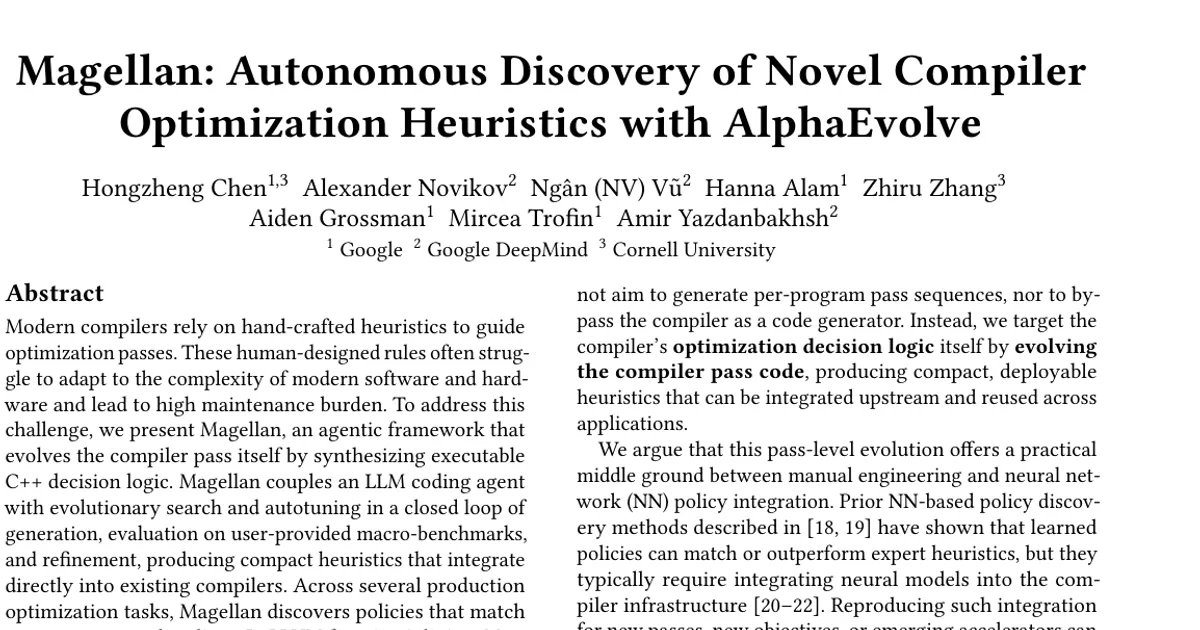 Magellan: Autonomous Discovery of Novel Compiler Optimization Heuristics with AlphaEvolve