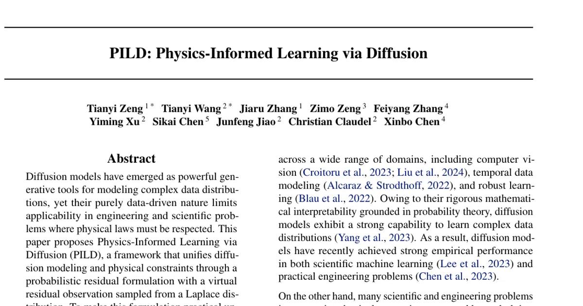 PILD: Physics-Informed Learning via Diffusion