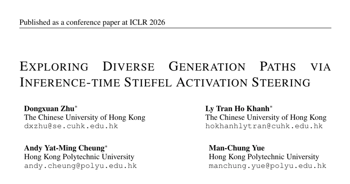 Exploring Diverse Generation Paths via Inference-time Stiefel Activation Steering