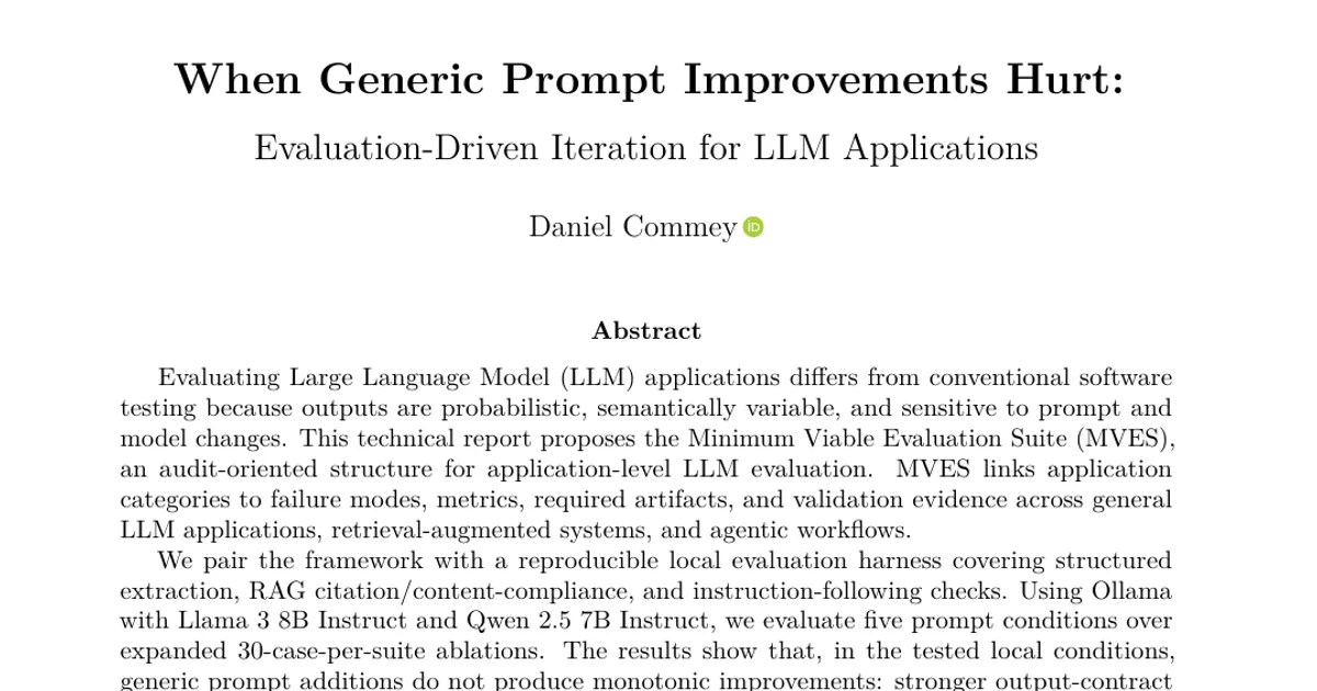 When Generic Prompt Improvements Hurt: Evaluation-Driven Iteration for LLM Applications