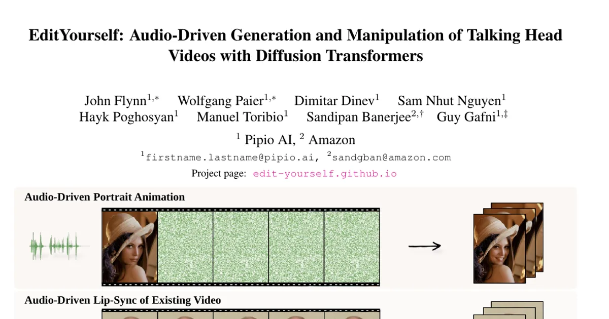 EditYourself: Audio-Driven Generation and Manipulation of Talking Head Videos with Diffusion Transformers