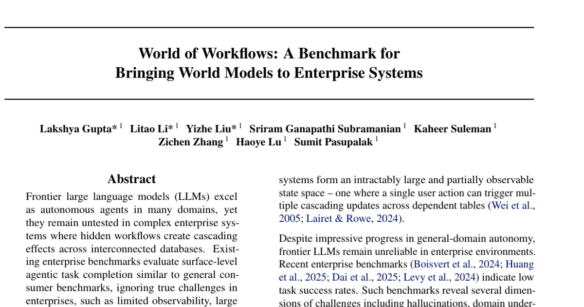 World of Workflows: A Benchmark for Bringing World Models to Enterprise Systems