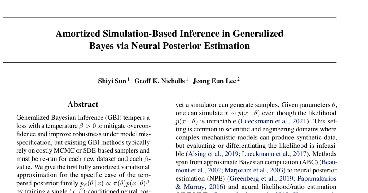 Amortized Simulation-Based Inference in Generalized Bayes via Neural Posterior Estimation
