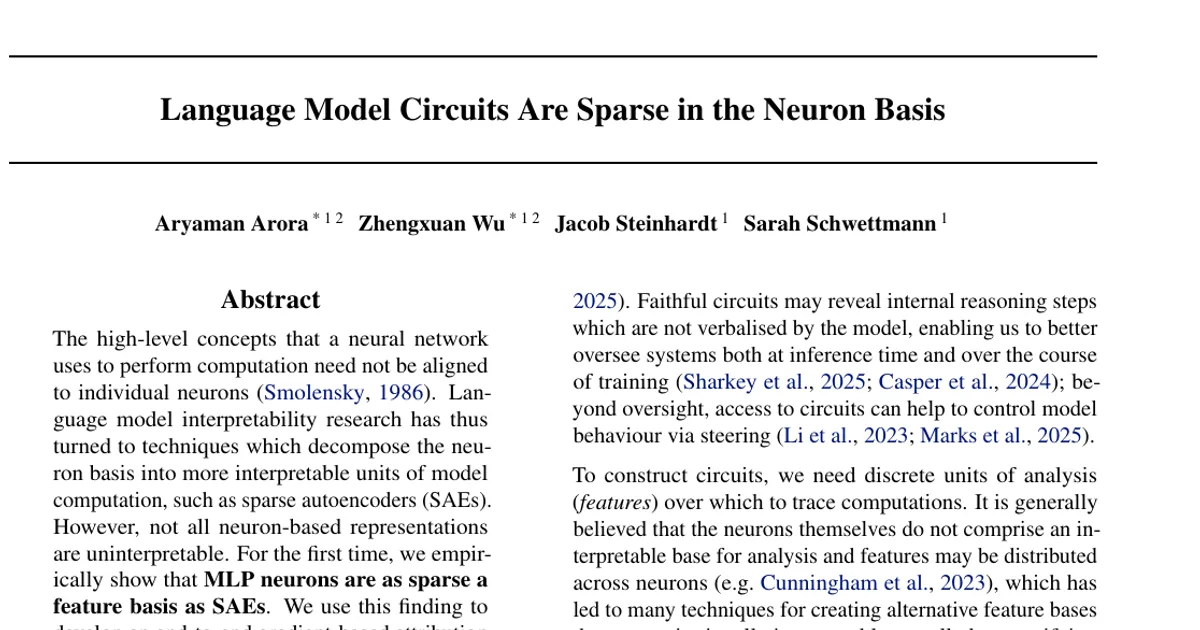 Language Model Circuits Are Sparse in the Neuron Basis