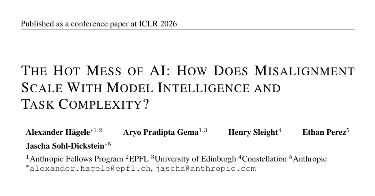 The Hot Mess of AI: How Does Misalignment Scale With Model Intelligence and Task Complexity?