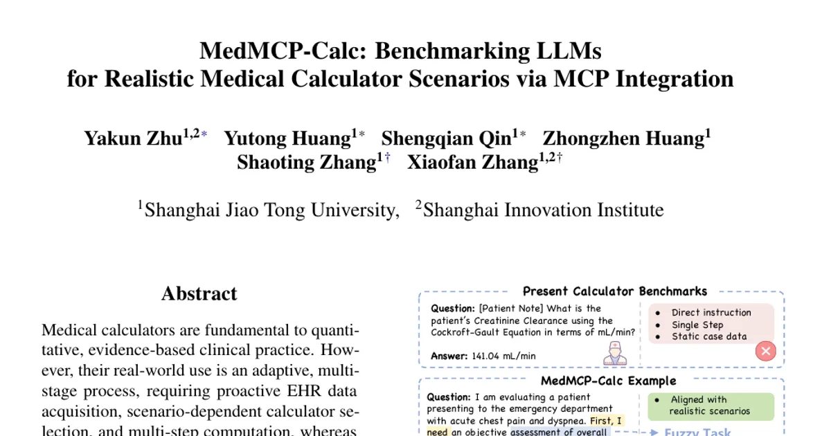 MedMCP-Calc: Benchmarking LLMs for Realistic Medical Calculator Scenarios via MCP Integration