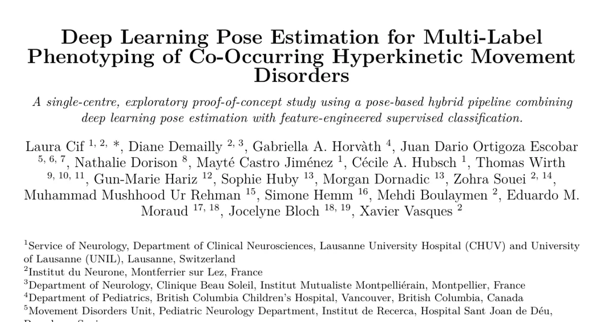 Deep Learning Pose Estimation for Multi-Label Recognition of Combined Hyperkinetic Movement Disorders