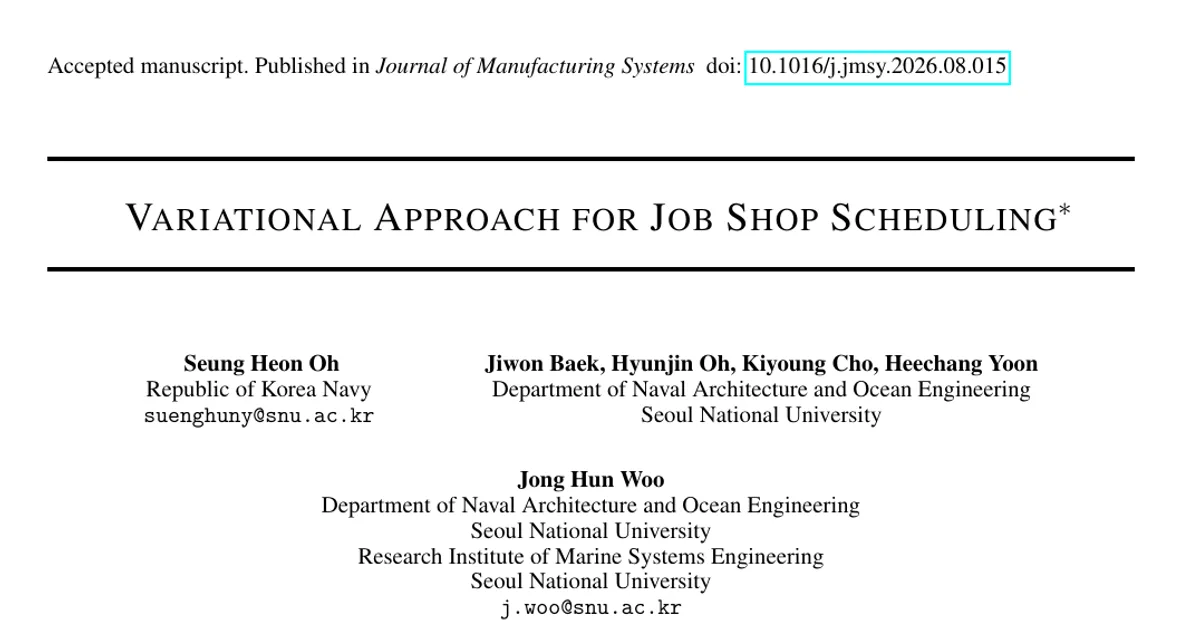 Variational Approach for Job Shop Scheduling
