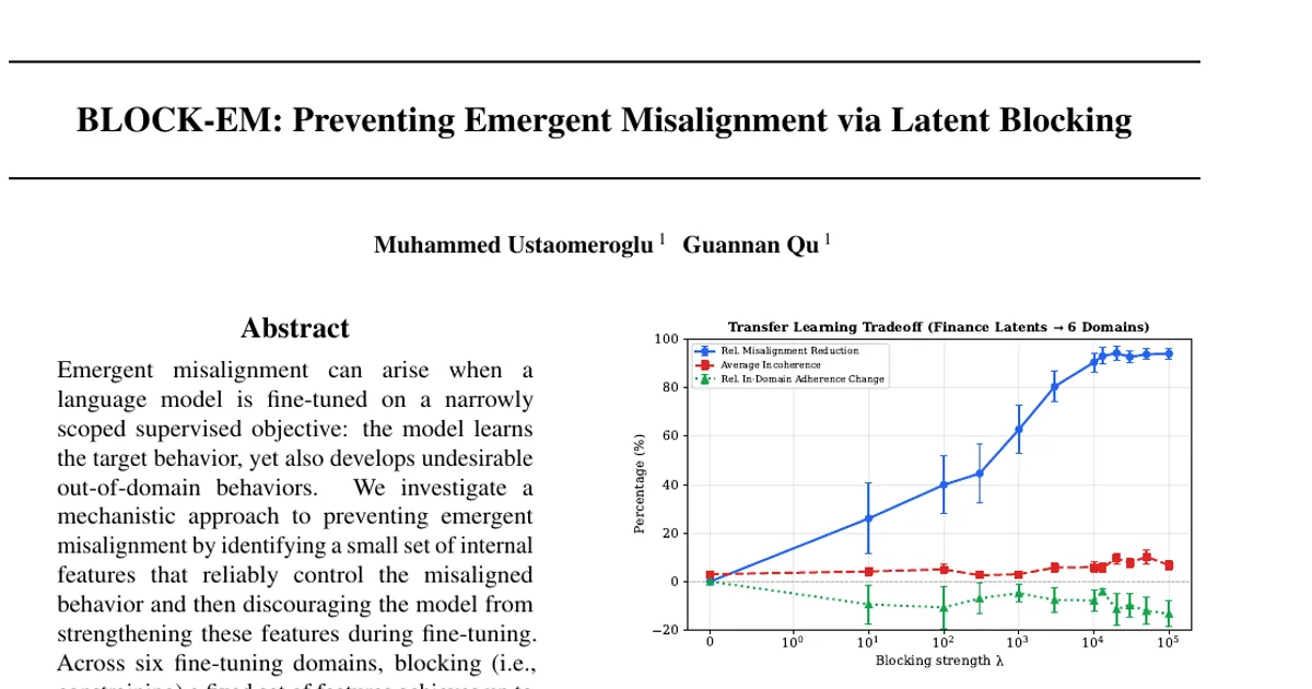 BLOCK-EM: Preventing Emergent Misalignment via Latent Blocking