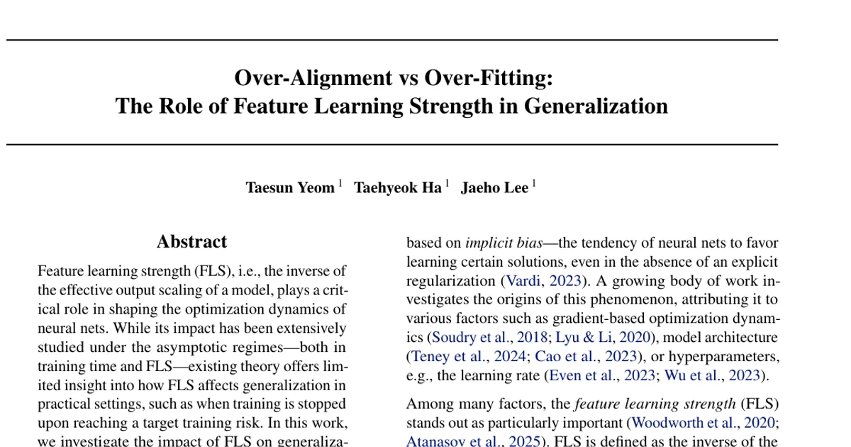 Over-Alignment vs Over-Fitting: The Role of Feature Learning Strength in Generalization