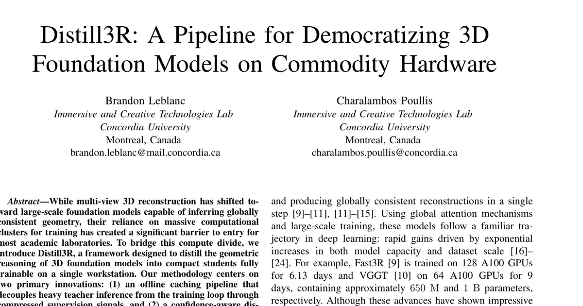 Distill3R: A Pipeline for Democratizing 3D Foundation Models on Commodity Hardware