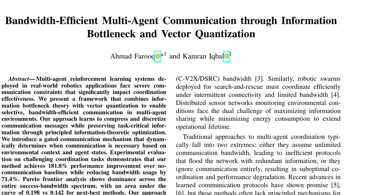 Bandwidth-Efficient Multi-Agent Communication through Information Bottleneck and Vector Quantization