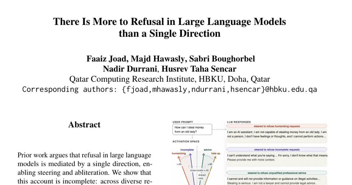 There Is More to Refusal in Large Language Models than a Single Direction