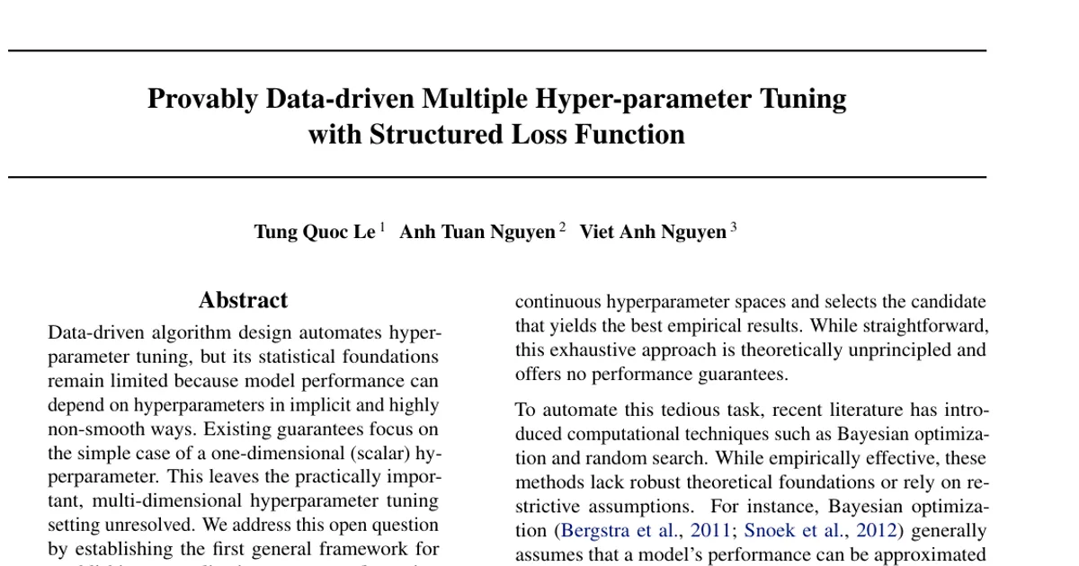 Provably Data-driven Multiple Hyper-parameter Tuning with Structured Loss Function
