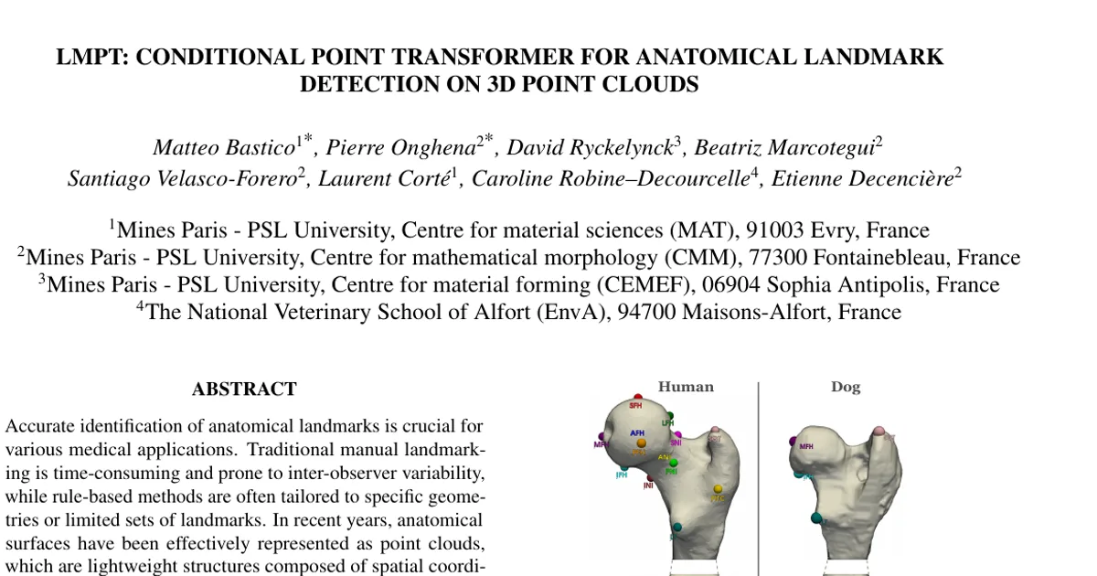 LmPT: Conditional Point Transformer for Anatomical Landmark Detection on 3D Point Clouds
