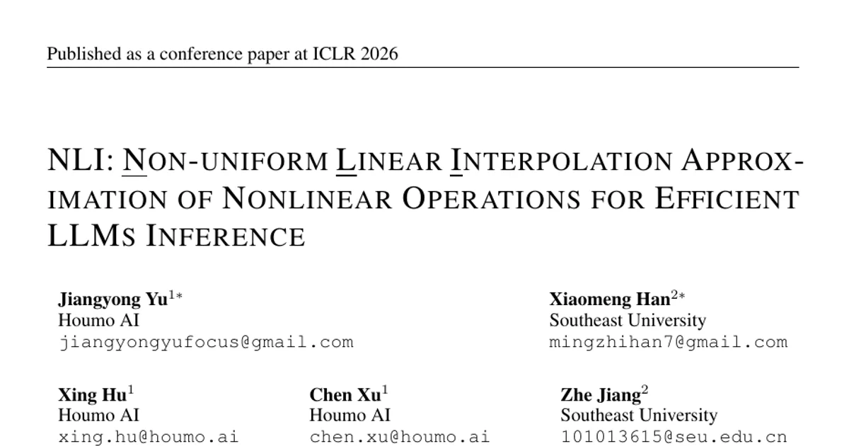 NLI:Non-uniform Linear Interpolation Approximation of Nonlinear Operations for Efficient LLMs Inference