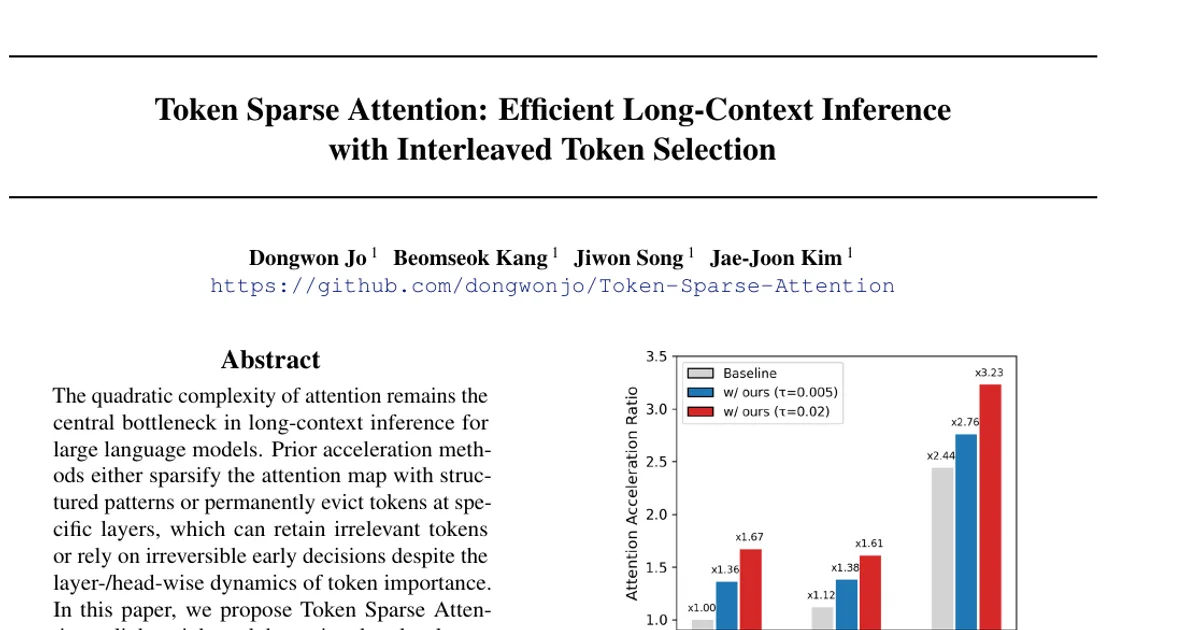 Token Sparse Attention: Efficient Long-Context Inference with Interleaved Token Selection