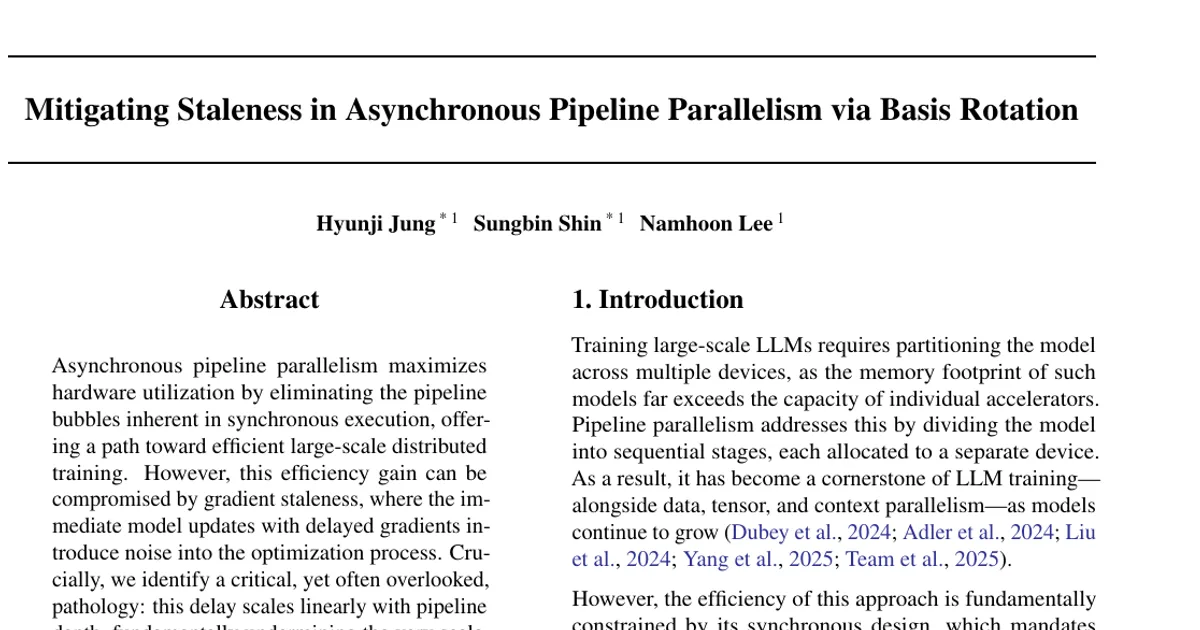 Mitigating Staleness in Asynchronous Pipeline Parallelism via Basis Rotation
