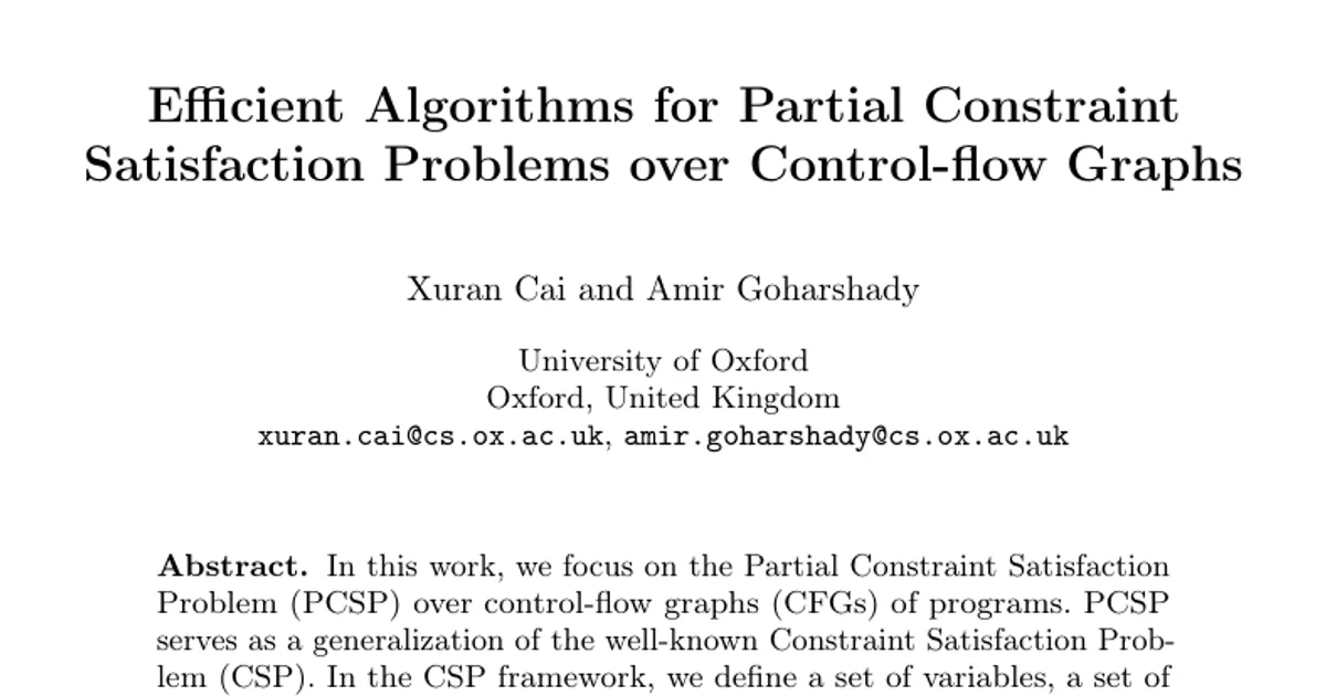 Efficient Algorithms for Partial Constraint Satisfaction Problems over Control-flow Graphs