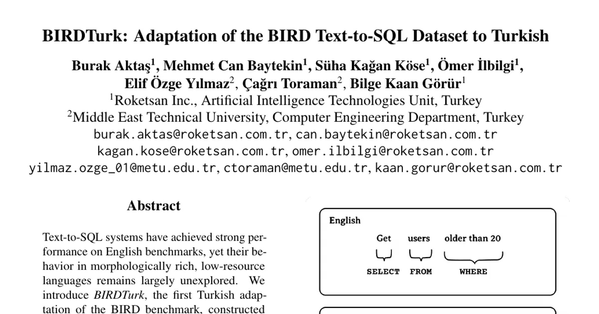 BIRDTurk: Adaptation of the BIRD Text-to-SQL Dataset to Turkish