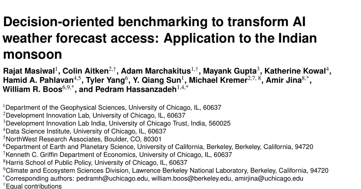 Decision-oriented benchmarking to transform AI weather forecast access: Application to the Indian monsoon