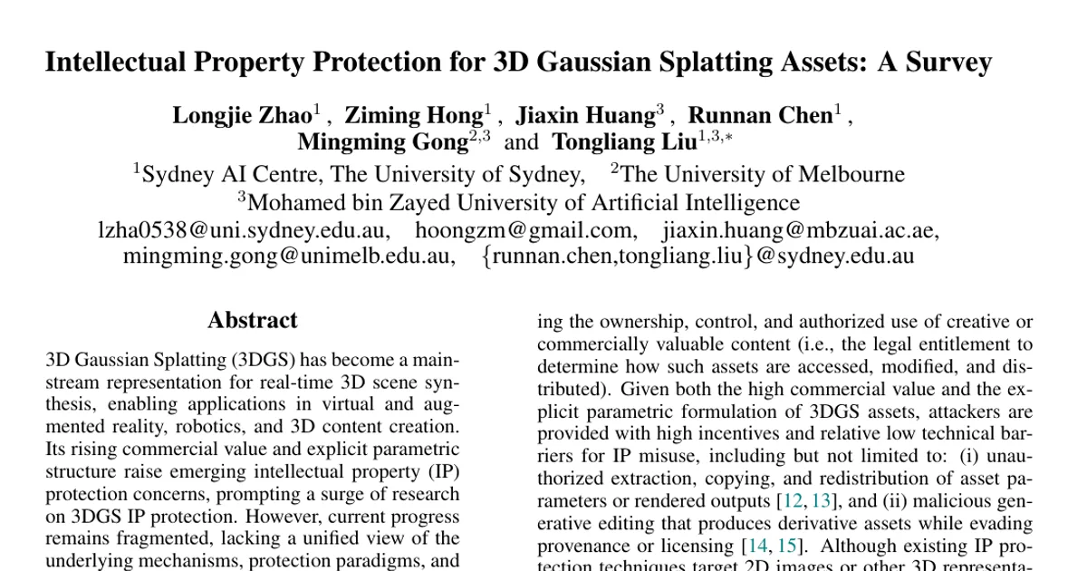 Intellectual Property Protection for 3D Gaussian Splatting Assets: A Survey