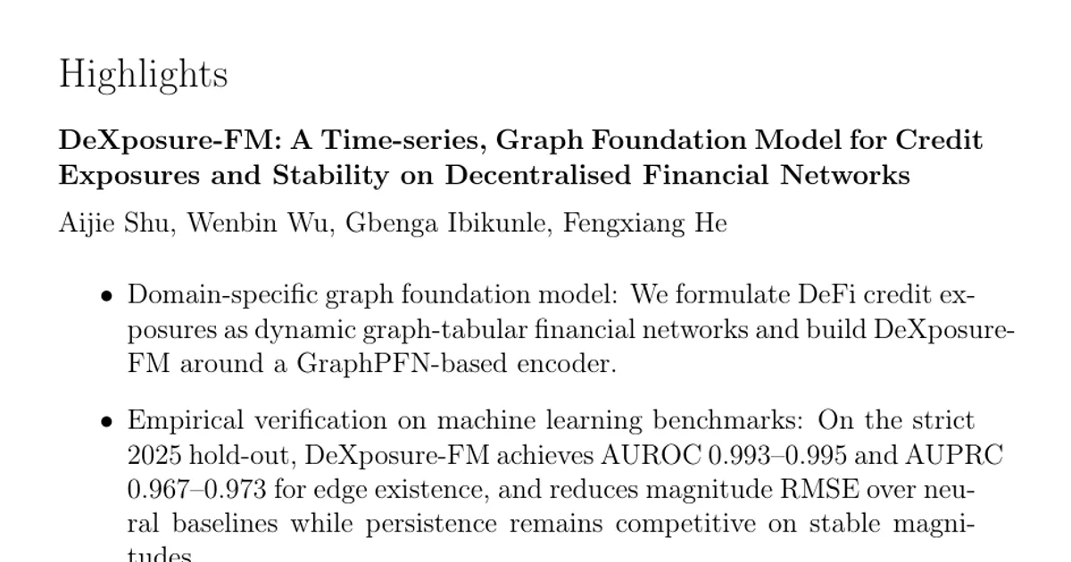 DeXposure-FM: A Time-series, Graph Foundation Model for Credit Exposures and Stability on Decentralized Financial Networks