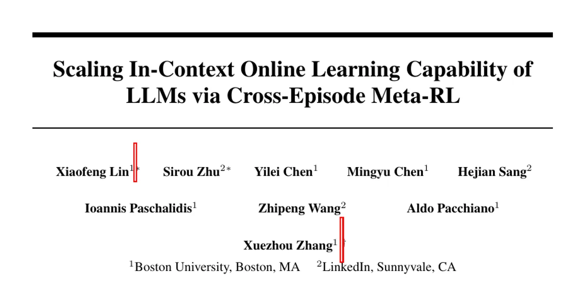 Scaling In-Context Online Learning Capability of LLMs via Cross-Episode Meta-RL
