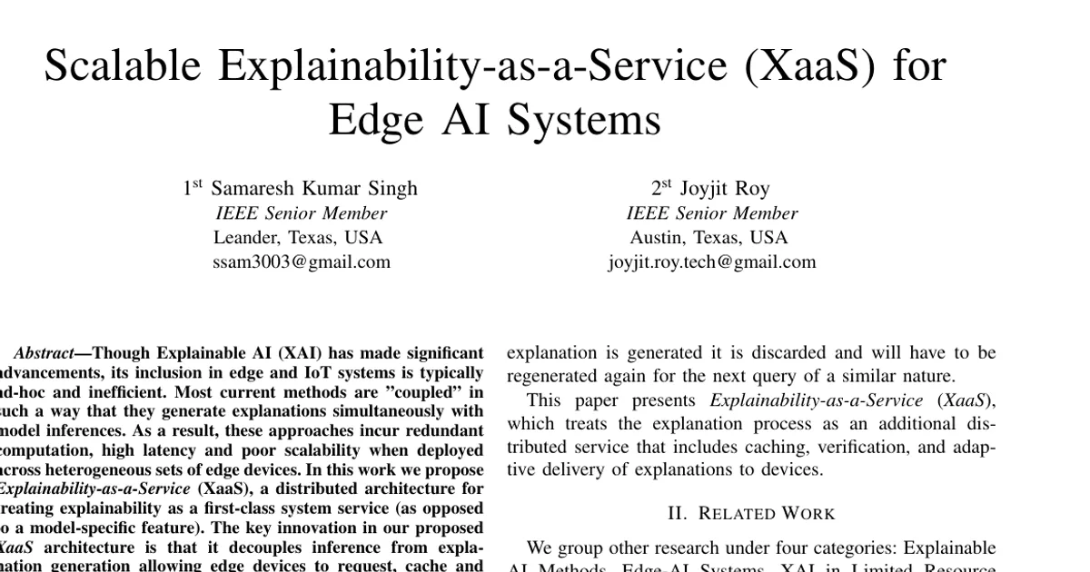 Scalable Explainability-as-a-Service (XaaS) for Edge AI Systems