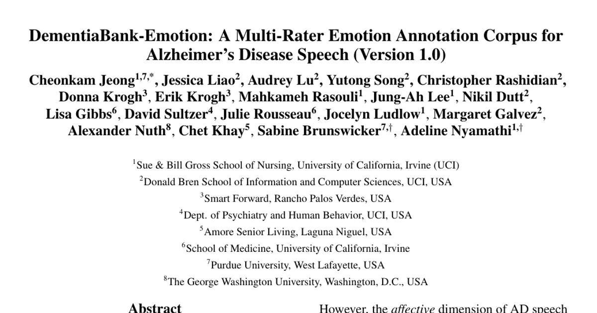 DementiaBank-Emotion: A Multi-Rater Emotion Annotation Corpus for Alzheimer's Disease Speech (Version 1.0)