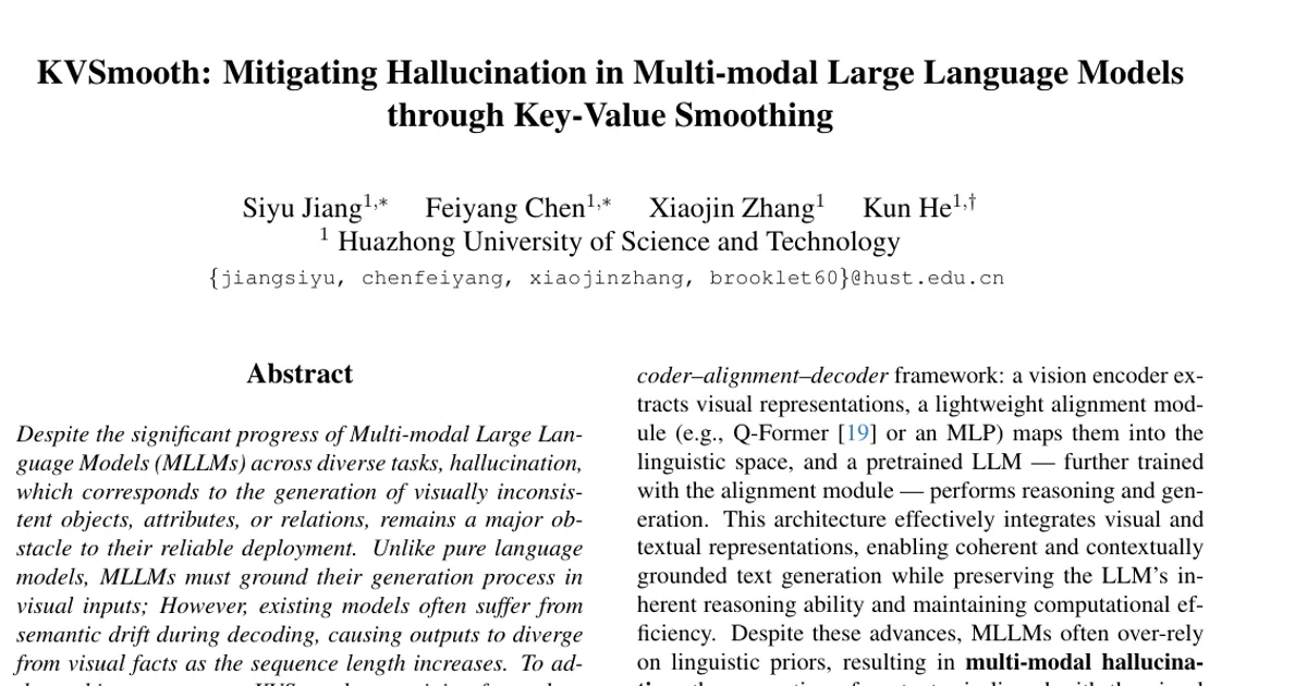 KVSmooth: Mitigating Hallucination in Multi-modal Large Language Models through Key-Value Smoothing