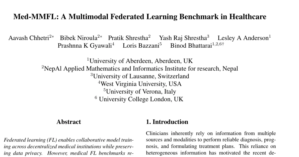 Med-MMFL: A Multimodal Federated Learning Benchmark in Healthcare